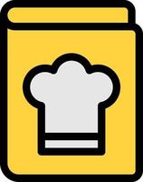 ilustración de vector de libro de cocina en un fondo. símbolos de calidad premium. iconos vectoriales para concepto y diseño gráfico.