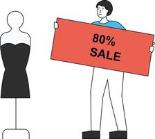 Clothes are at a discount. vector