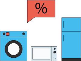 Hay descuento en electrodomésticos. vector