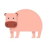 Pink hippo geometric style. Vector wild animal geometric style on white background cute drawing