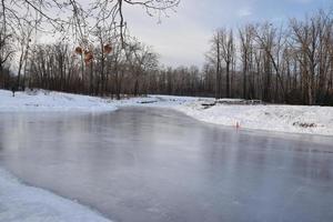 pista de patinaje al aire libre en el estanque