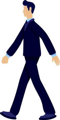 Serious office worker in dark suit semi flat color vector character