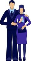 Couple visiting funeral semi flat color vector characters