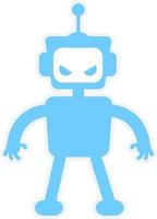 Evil robot semi flat color vector character