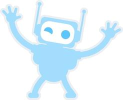 Winking robot with open arms semi flat color vector character