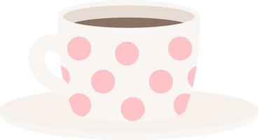 Ceramic cup with saucer semi flat color vector object