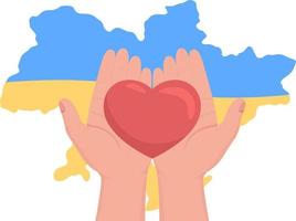 Donating to help ukrainian refugees and armed forces 2D vector isolated illustration