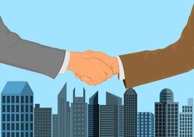 Drawing Graphics hand of business man shaking hands for  successful negotiate for business concept Contact Anytime, Anywhere vector illustration
