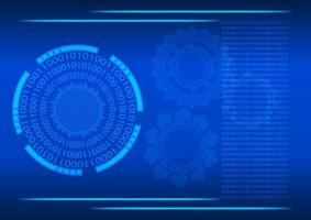 graphics design binary digit circle with style cog glow abstract background blue color tone concept technology futuristic vector illustration