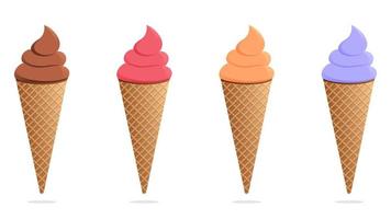 Ice cream graphics object set vector illustration on white background.