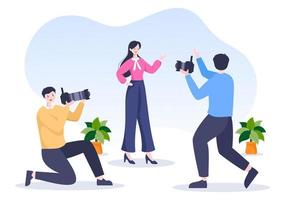 Journalism or Social Broadcasting with Equipment, News, Microphones, Reporter and Interview Speech Media Event in Flat Style Cartoon Illustration vector