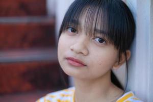 Portrait young girl at school,ASian girl. photo