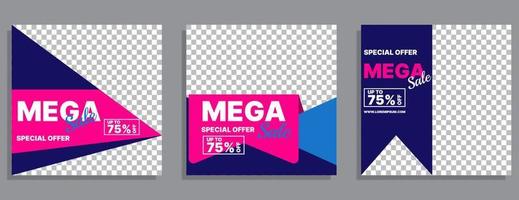 set of sale banner. social media post template. vector illustration