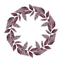 Foliage floral wreath circle border watercolor paint vector