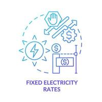 Fixed electricity rates blue gradient concept icon. Monthly price for electric energy. Pros of PPA abstract idea thin line illustration. Isolated outline drawing. Myriad Pro-Bold fonts used vector