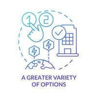 Greater variety of options blue gradient concept icon. Customer service. Choose best plan. PPA pros abstract idea thin line illustration. Isolated outline drawing. Myriad Pro-Bold fonts used vector