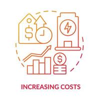 Increasing costs red gradient concept icon. High price. Disadvantages of power purchase agreement abstract idea thin line illustration. Isolated outline drawing. Myriad Pro-Bold fonts used vector