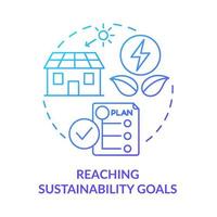 Reaching sustainability goals blue gradient concept icon. Clean energy usage. Pros of PPA abstract idea thin line illustration. Isolated outline drawing. Myriad Pro-Bold fonts used vector