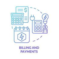 Billing and payments blue gradient concept icon. Financial processes. Commercial side. PPA sales abstract idea thin line illustration. Isolated outline drawing. Myriad Pro-Bold fonts used vector