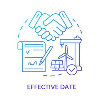 Effective date blue gradient concept icon. Agreement signification. Contract timeline of PPA abstract idea thin line illustration. Isolated outline drawing. Myriad Pro-Bold fonts used vector