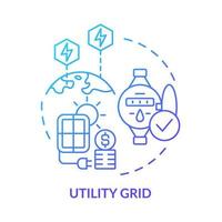 Utility grid blue gradient concept icon. Solar energy technology. Power purchase agreements abstract idea thin line illustration. Isolated outline drawing. Myriad Pro-Bold fonts used vector