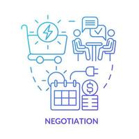 Negotiation blue gradient concept icon. Dispute contract. Terms of sales energy. Work of PPA abstract idea thin line illustration. Isolated outline drawing. Myriad Pro-Bold fonts used vector