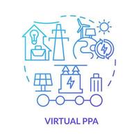 Virtual PPA blue gradient concept icon. Buying renewable energy. Types of power purchase agreement abstract idea thin line illustration. Isolated outline drawing. Myriad Pro-Bold fonts used vector