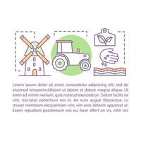Organic farming concept linear illustration. Agriculture. Article, brochure, magazine page template. Ecological products. Eco friendly farming. Thin line icons with text boxe. Vector isolated drawing
