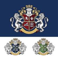Luxury crest coat of arms lion logo design template vector