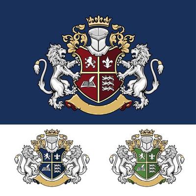 Luxury crest coat of arms lion logo design template