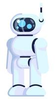 Service robot semi flat RGB color vector illustration. AI technology design and construction. Perform human-like activities. Humanoid robot isolated cartoon character on white background