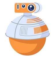 Technology for capturing images and videos semi flat RGB color vector illustration. Robot design and construction. Round robot for space exploration isolated cartoon character on white background