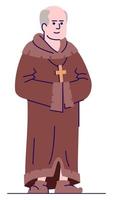 Medieval monk semi flat RGB color vector illustration. Standing figure. Worshiping in church. Live action role playing game. Medieval period person isolated cartoon character on white background