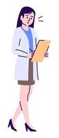 Surprised female laboratory worker semi flat RGB color vector illustration. Standing figure. Person with experience in archaeological field isolated cartoon character on white background