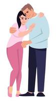 Loving relationship semi flat RGB color vector illustration. Embracing couple. Show affection. Emotional support. Woman hugging husband isolated cartoon characters on white background