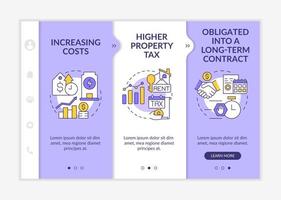 Disadvantages of PPA purple and white onboarding template. Project flaws. Responsive mobile website with linear concept icons. Web page walkthrough 3 step screens. Lato-Bold, Regular fonts used vector