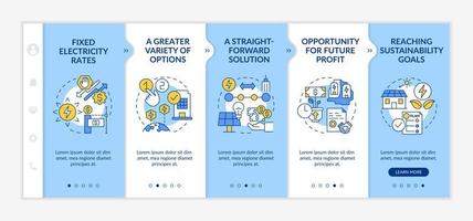 Pros of PPA blue and white onboarding template. Project benefits. Responsive mobile website with linear concept icons. Web page walkthrough 5 step screens. Lato-Bold, Regular fonts used vector