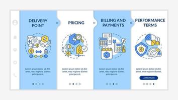 PPA sales blue and white onboarding template. Financial terms. Responsive mobile website with linear concept icons. Web page walkthrough 4 step screens. Lato-Bold, Regular fonts used