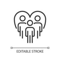 Community work pixel perfect linear icon. Volunteer opportunities. Change through collective action. Thin line illustration. Contour symbol. Vector outline drawing. Editable stroke. Arial font used
