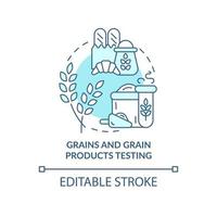 Grains and grain products testing turquoise concept icon. Food safety evaluation abstract idea thin line illustration. Isolated outline drawing. Editable stroke. Arial, Myriad Pro-Bold fonts used vector