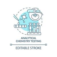 icono de concepto turquesa de prueba de química analítica. procedimiento de prueba de alimentos idea abstracta ilustración de línea delgada. dibujo de contorno aislado. trazo editable. arial, innumerables fuentes pro-bold utilizadas vector