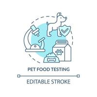 Pet food testing turquoise concept icon. Expertise in food market abstract idea thin line illustration. Safe ingredients. Isolated outline drawing. Editable stroke. Arial, Myriad Pro-Bold fonts used vector