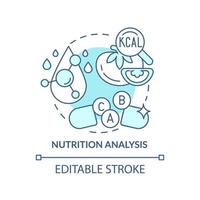 Nutrition analysis turquoise concept icon. Food testing abstract idea thin line illustration. Dietary content. Isolated outline drawing. Editable stroke. Arial, Myriad Pro-Bold fonts used vector