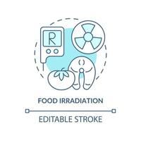 Food irradiation turquoise concept icon. Analysis service abstract idea thin line illustration. Ionizing radiation. Isolated outline drawing. Editable stroke. Arial, Myriad Pro-Bold fonts used vector