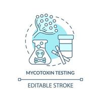 Mycotoxin testing turquoise concept icon. Nutritional testing abstract idea thin line illustration. Mold contamination. Isolated outline drawing. Editable stroke. Arial, Myriad Pro-Bold fonts used vector