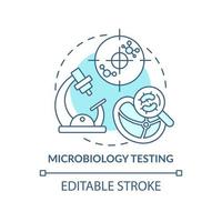 Microbiology testing turquoise concept icon. Food samples evaluation abstract idea thin line illustration. Foodborne germs. Isolated outline drawing. Editable stroke. Arial, Myriad Pro-Bold fonts used vector