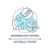 Prueba de microbiología icono de concepto turquesa. evaluación de muestras de alimentos idea abstracta ilustración de línea delgada. gérmenes transmitidos por los alimentos. dibujo de contorno aislado. trazo editable. arial, innumerables fuentes pro-bold utilizadas vector