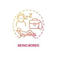 Being bored red gradient concept icon. Sign you are in wrong career abstract idea thin line illustration. Lazy at work. Job dissatisfaction. Isolated outline drawing. Myriad Pro-Bold font used vector