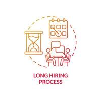 Long hiring process red gradient concept icon. Red flag in job interview abstract idea thin line illustration. Losing interest. Low professionalism. Isolated outline drawing. Myriad Pro-Bold font used vector