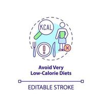 Avoid very low-calorie diets concept icon. Supporting bones health abstract idea thin line illustration. Daily needs. Isolated outline drawing. Editable stroke. Arial, Myriad Pro-Bold fonts used vector